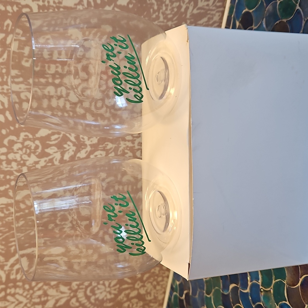 3 for $10 Plastic Wine Glasses. Qty 2. "You're Killin It" New In Box
